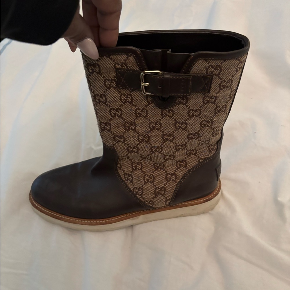 Gucci Brown Monogram Boots